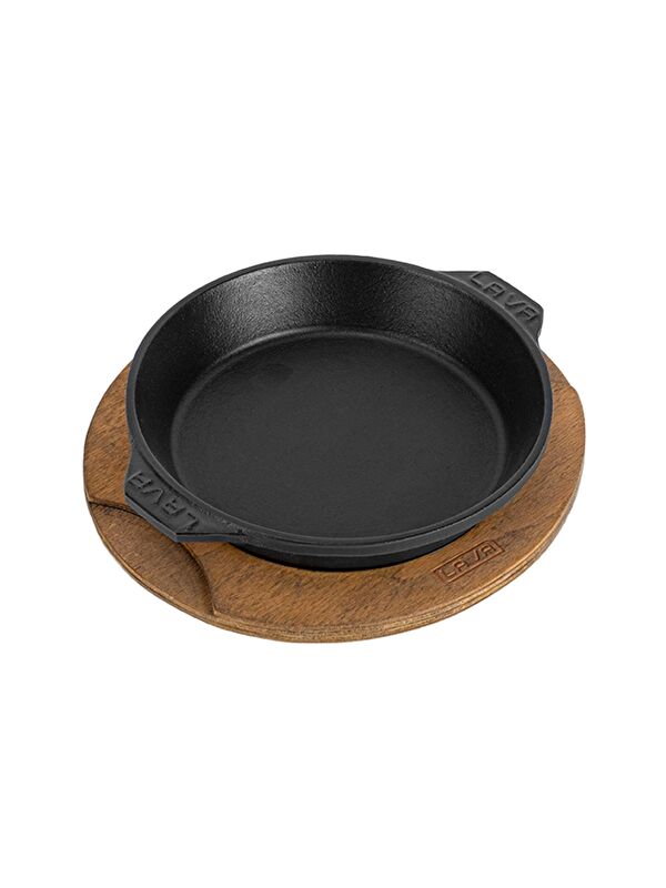 LAVA Yuvarlak Servis Tabağı ve Ahşap Altlık  16 cm