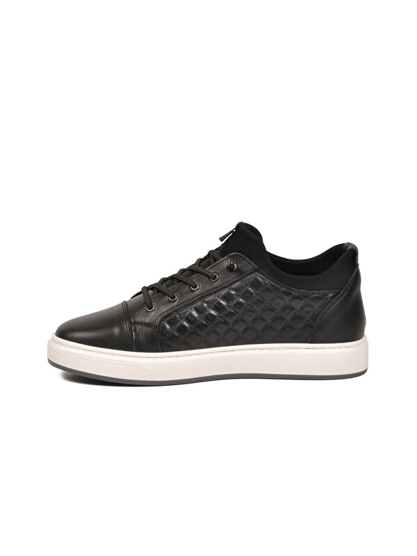 Voyager Siyah Hakiki Deri Kroko Desenli Rahat Erkek Casual Ayakkabı Sneaker 6424-1 M