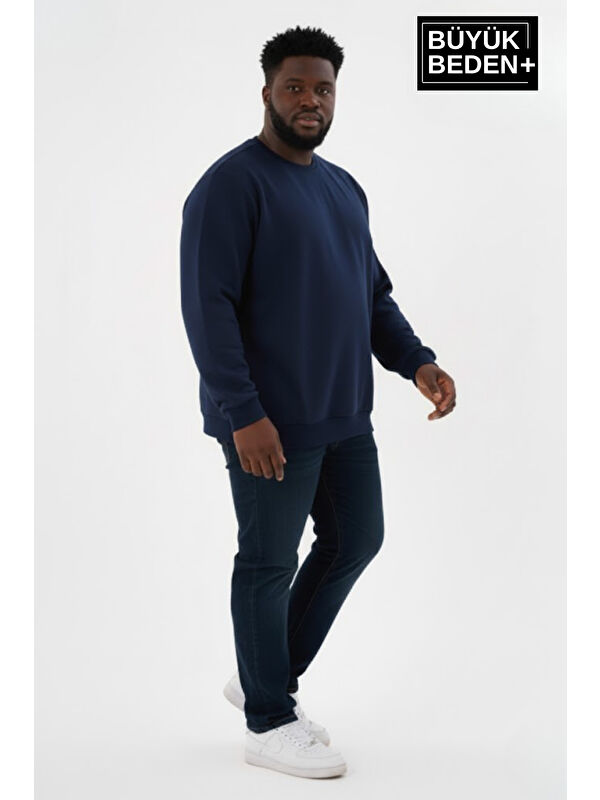 Süperlife Erkek  Bisiklet Yaka İnce Büyük Beden Sweatshirt – Regular Fit %64 Pamuklu SPR26BSW956