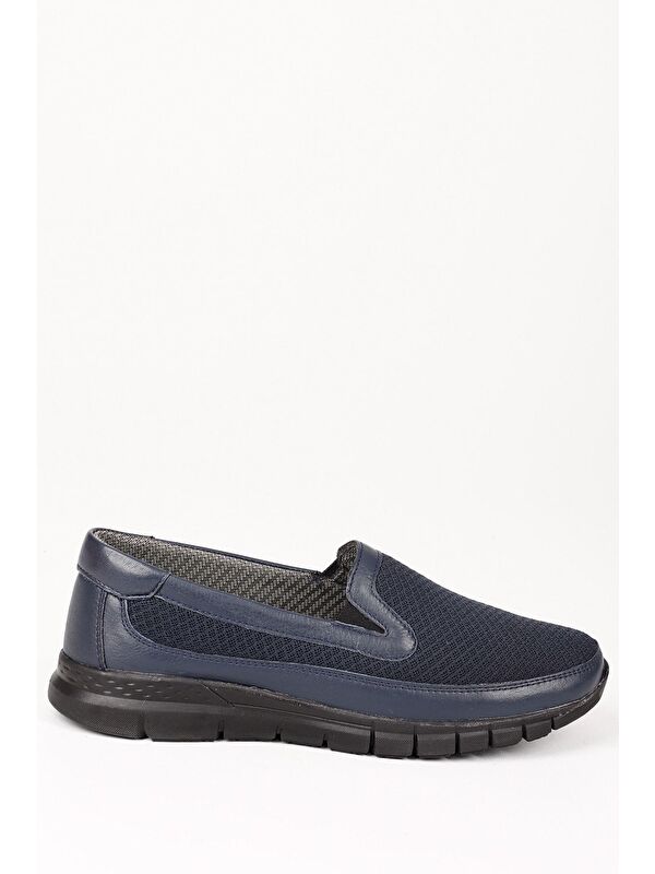 LACİVERT Hakiki Deri Yuvarlak Burun Dolgu Taban Kadın Günlük Ayakkabı 42224 - Görsel 5