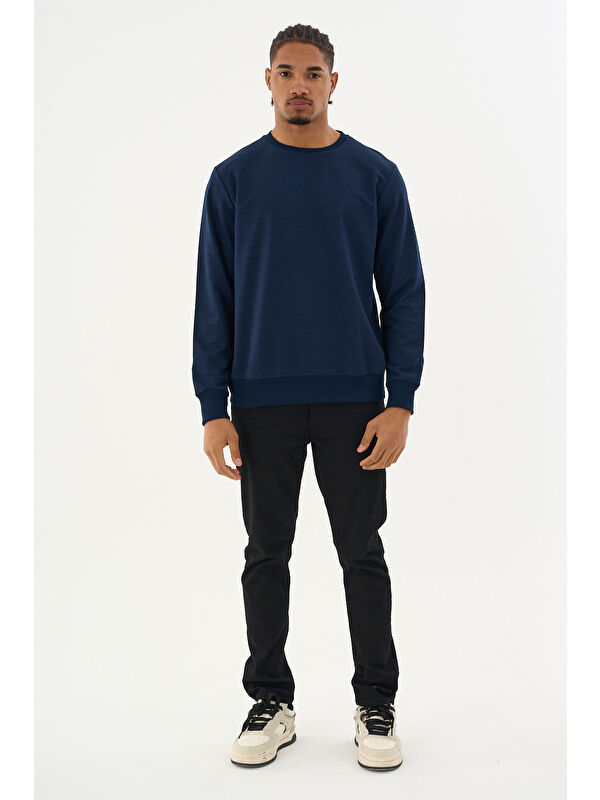 Süperlife Erkek Gri Bisiklet Yaka Ribanalı Regular Fit Sweatshirt spr26swk930