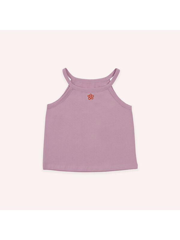 Panço Kız Çocuk Pembe Çiçek Baskılı Atlet