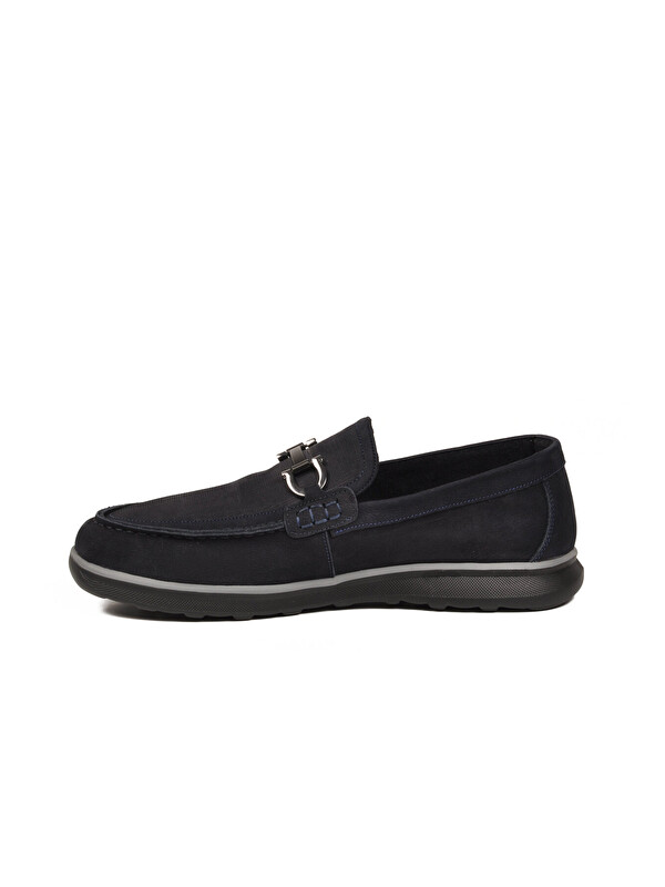 Voyager Lacivert Nubuk Hakiki Deri Hafızalı Rahat Tabanlı Erkek Casual Ayakkabı Loafer Sensitive M762 M