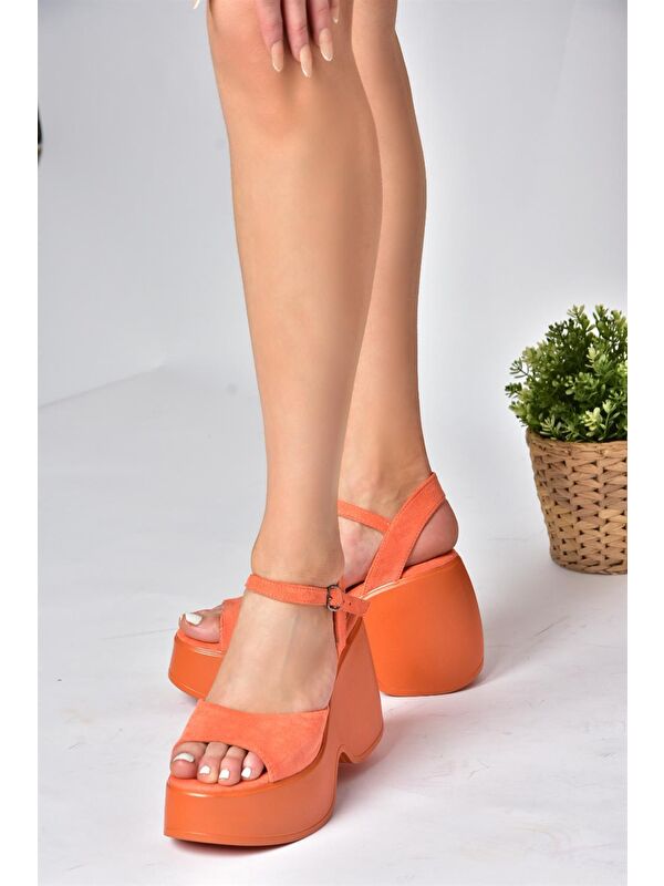 P973001002 Turuncu Dolgu Taban Kadın Ayakkabı - Görsel 3