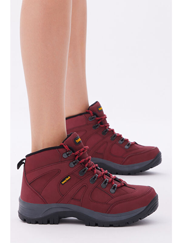 Unisex Bordo Rahat Kalıp Bağcıklı Trekking Bot - Görsel 3