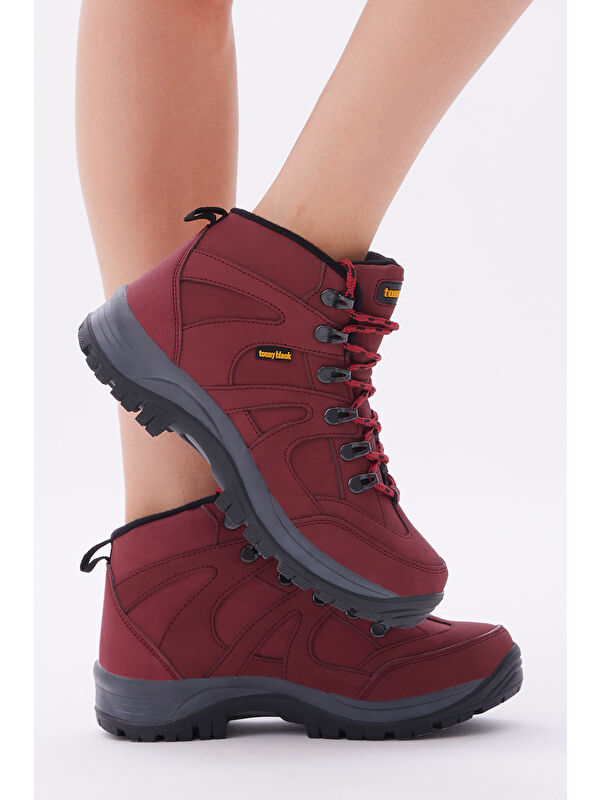 Unisex Bordo Rahat Kalıp Bağcıklı Trekking Bot - Görsel 4
