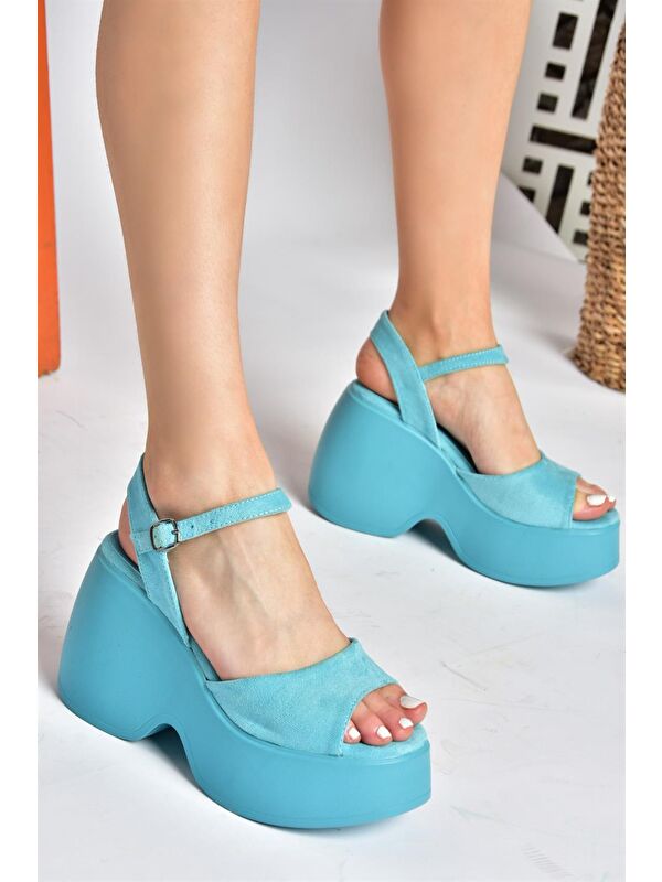 P973001002 Mavi Dolgu Taban Kadın Ayakkabı - Görsel 4