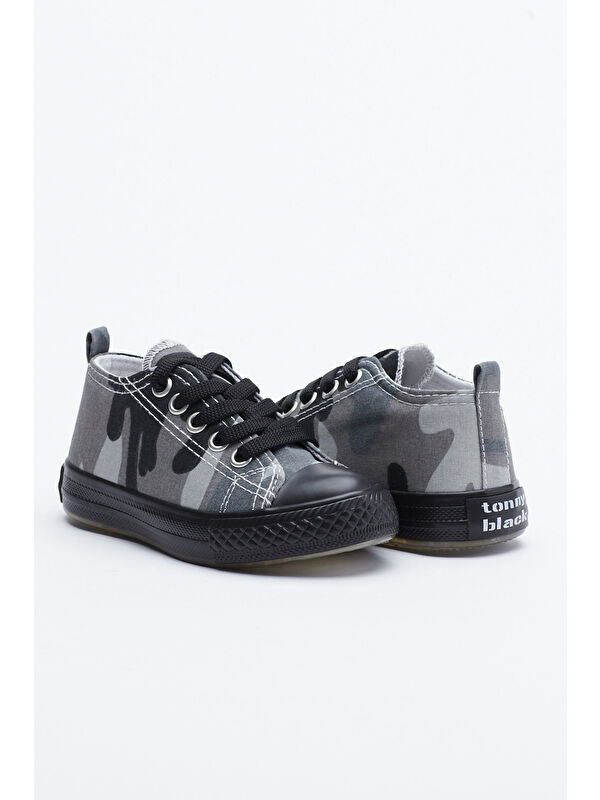 Çocuk Unisex Siyah Yeşil Rahat Kalıp Işıklı Bağcıklı Spor Ayakkabı - Görsel 3