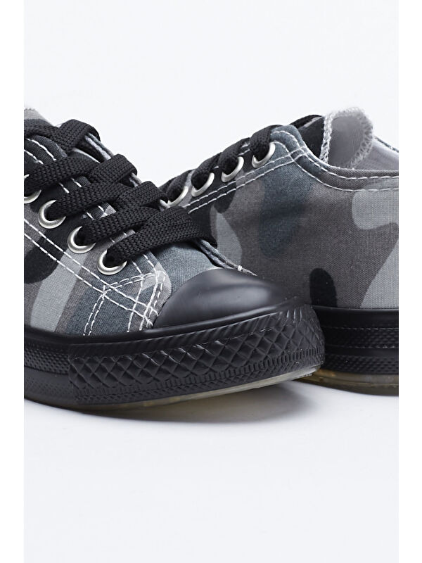 Çocuk Unisex Siyah Yeşil Rahat Kalıp Işıklı Bağcıklı Spor Ayakkabı - Görsel 4