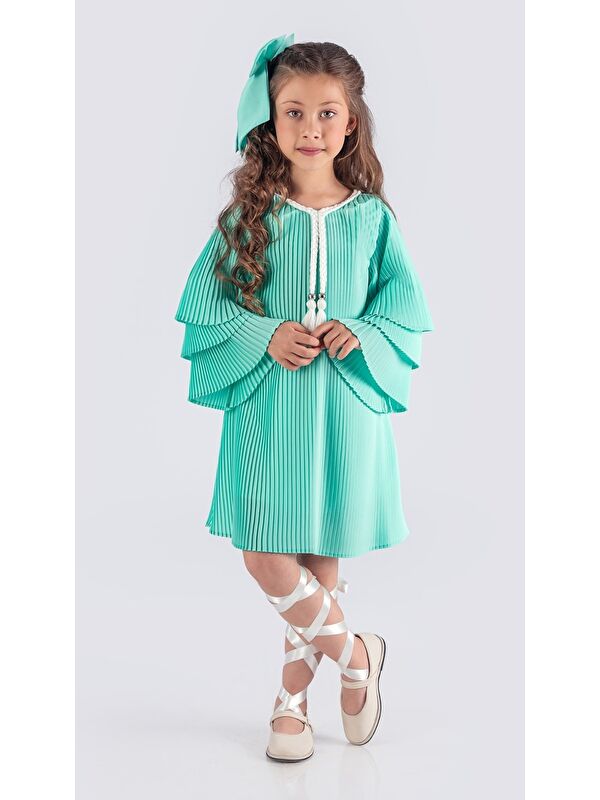 Mnk Baby & Kids Kız Çocuk Krep Plise Elbise MNK0595