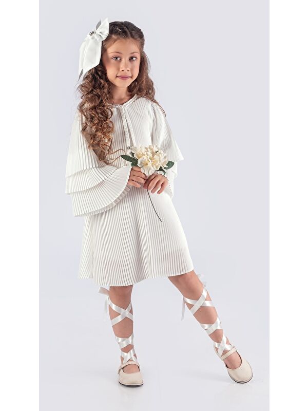 Mnk Baby & Kids Kız Çocuk Krep Plise Elbise MNK0595