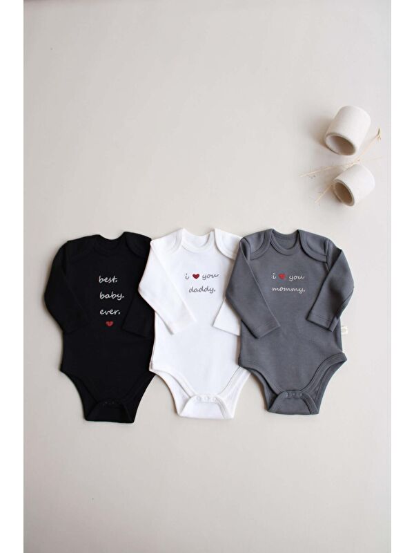 Oh La La Koala For Little Ones 3lü Nakışlı Çıt Çıtlı Uzun Kollu Body Zıbın Set Model 7