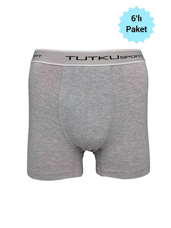 Tutku 6'lı Erkek Gri Elastan Boxer