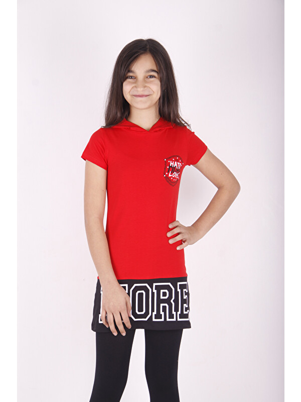 Toontoykids Kız Çocuk Kapüşonlu Baskılı Tişört