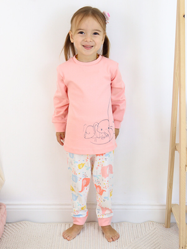Luggi Baby Bisiklet Yaka Uzun Kollu Kız Bebek Pijama Takımı