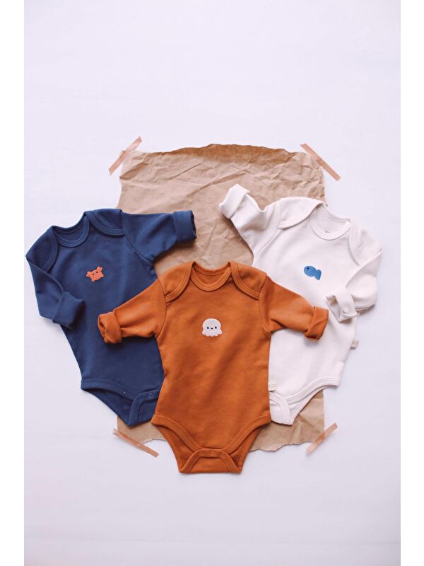 Oh La La Koala For Little Ones 3lü Nakışlı Çıt Çıtlı Uzun Kollu Body Zıbın Set Model 4