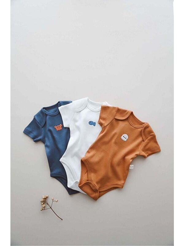 Oh La La Koala For Little Ones 3lü Nakışlı Çıt Çıtlı Kısa Kollu Body Zıbın Model 4