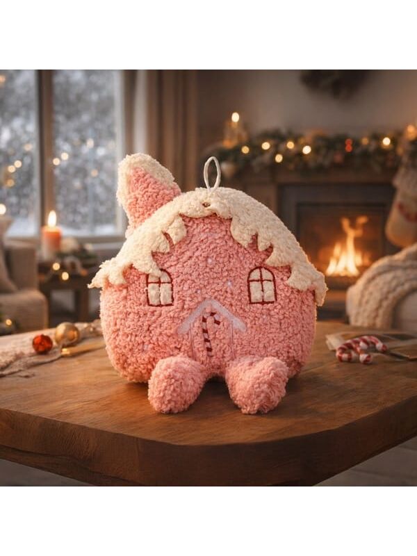 Evidea Soft Sevimli Ev Figürlü Yastık - Pembe - 19x22 cm