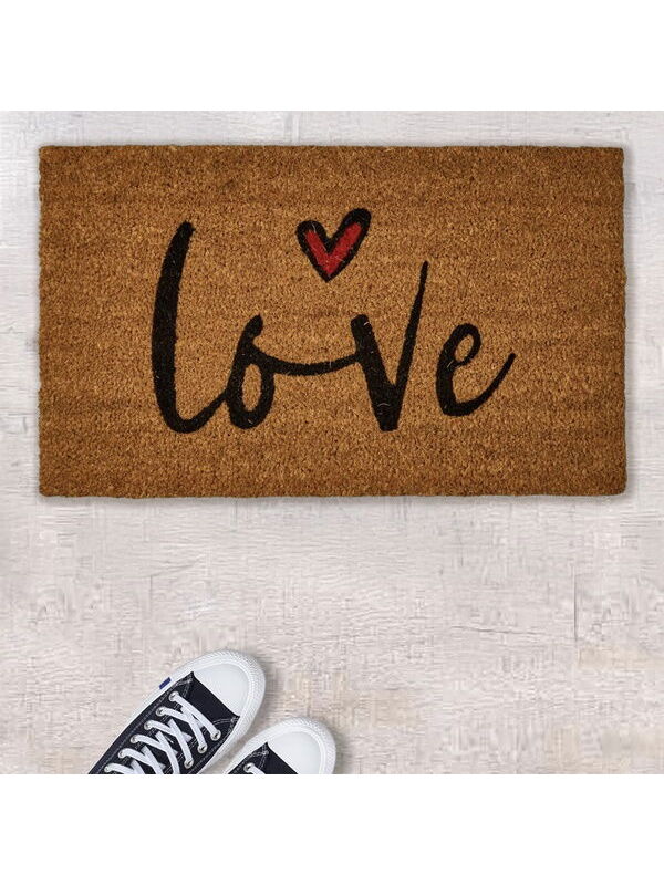 Giz Home Giz Home Kalpli Love Kapı Önü Paspası - Bej - 35x60 cm