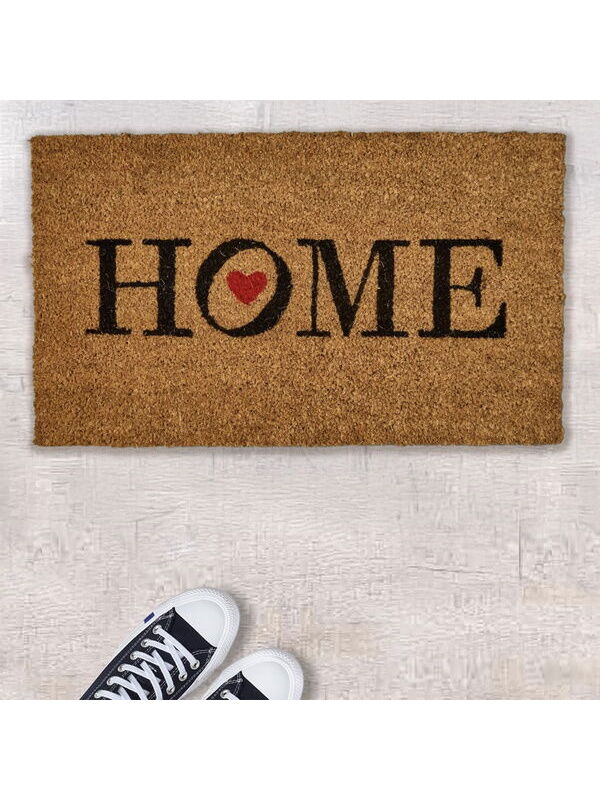 Giz Home Kırmızı Kalp Kapı Önü Paspası - Bej - 35x60 cm