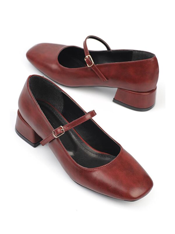 Küt Burunlu Bantlı Alçak Topuk Kadın Ayakkabı - Görsel 3