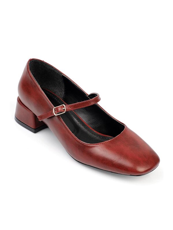 Küt Burunlu Bantlı Alçak Topuk Kadın Ayakkabı - Görsel 5