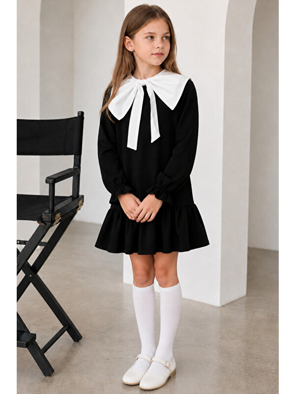 Parla Kids Kız Çocuk Yakalı Fırfırlı Elbise