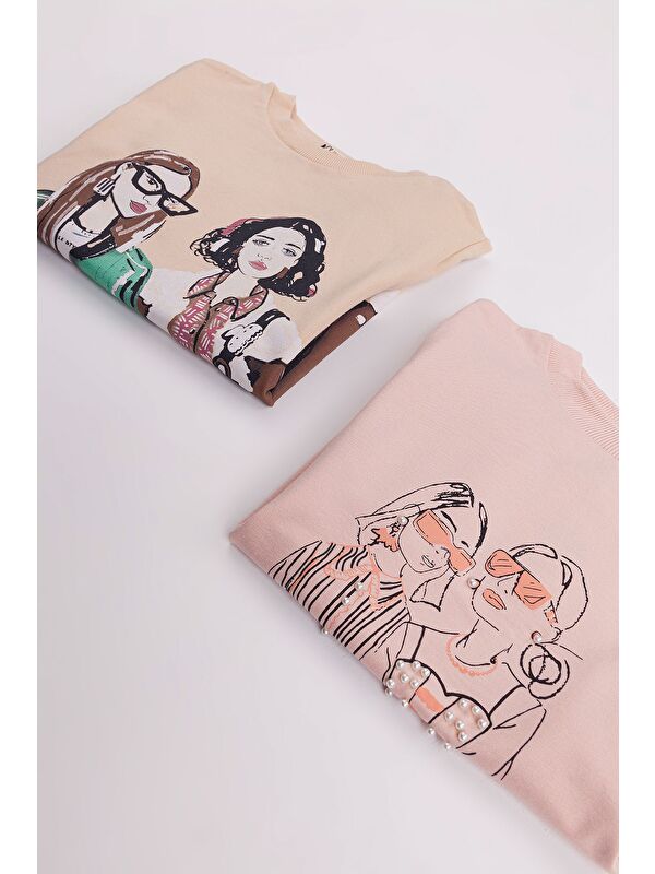 Harika Kids Kız Çocuk Orta Kalınlıkta Baskılı 2'li Paket Sweatshirt
