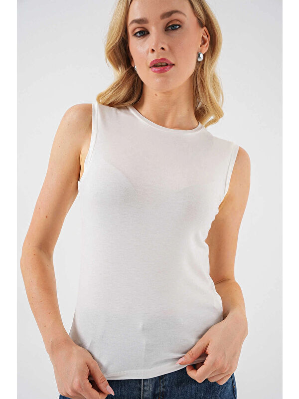 Hazelin Kadın Ekru Basic Sıfır Kol Body HZL25S-BD143471