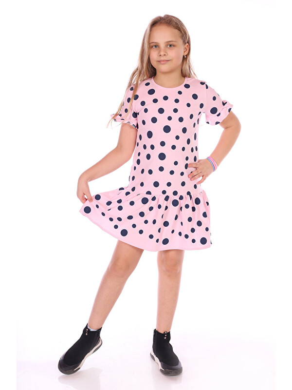 Toontoykids Kız Çocuk Komple Puantiye Baskılı Elbise