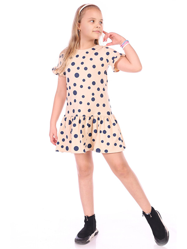 Toontoykids Kız Çocuk Komple Puantiye Baskılı Elbise