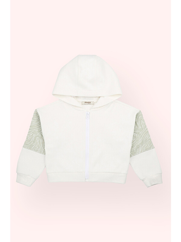 Panço Kız Bebek Fermuarlı Ekru Sweatshirt