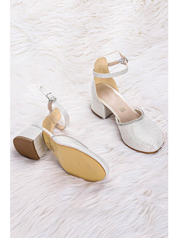 Ressa Çupra Taşlı Kız Çocuk 5 Cm Topuklu Sandalet Abiye Ayakkabı - Görsel 3