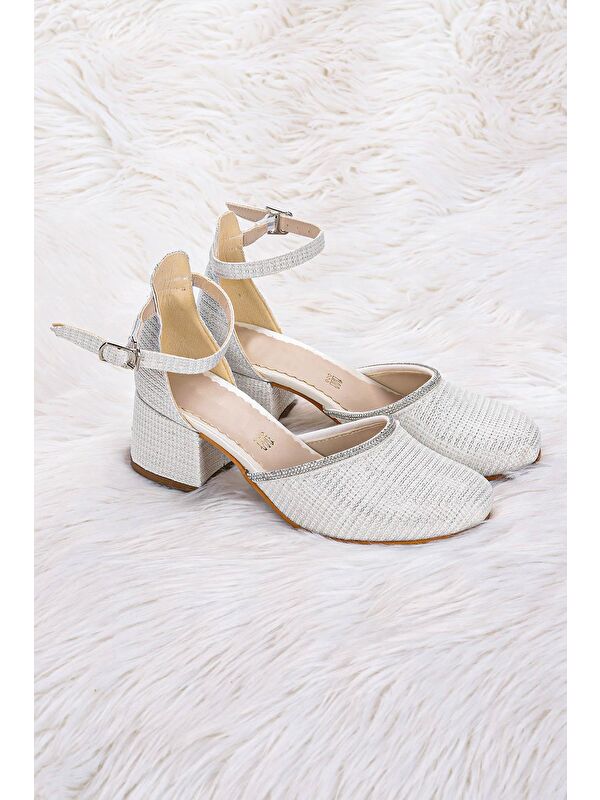 Ressa Çupra Taşlı Kız Çocuk 5 Cm Topuklu Sandalet Abiye Ayakkabı - Görsel 4