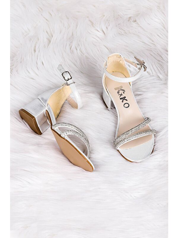 Sarer Vakko Taşlı Kız Çocuk 3 Cm Topuklu Sandalet Abiye Ayakkabı - Görsel 3