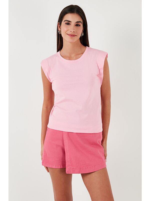 Lela % 100 Pamuklu Bisiklet Yaka Kolsuz Kadın T Shirt 5864019