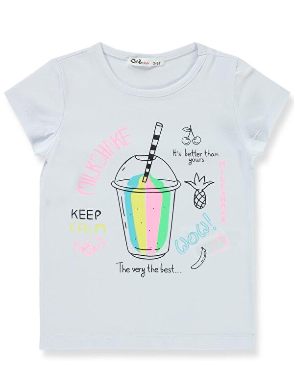 Civil Girls Milkshake Baskılı 2-5 Yaş Tişört - Beyaz3-4 Yaş