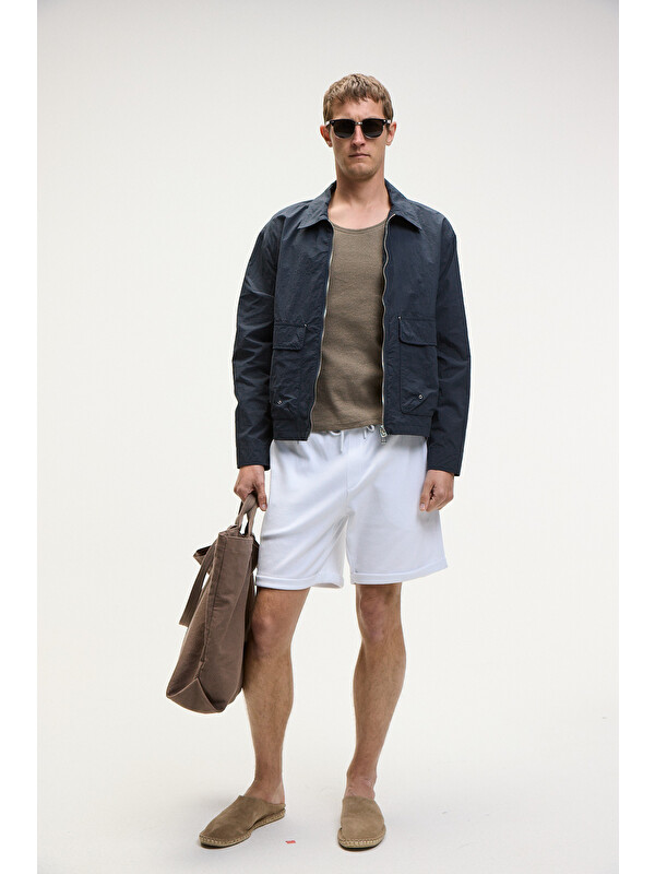 GRIMELANGE YOURI Erkek Beli Lastikli Arka Tek Cepli Relaxed Fit BEYAZ Şort
