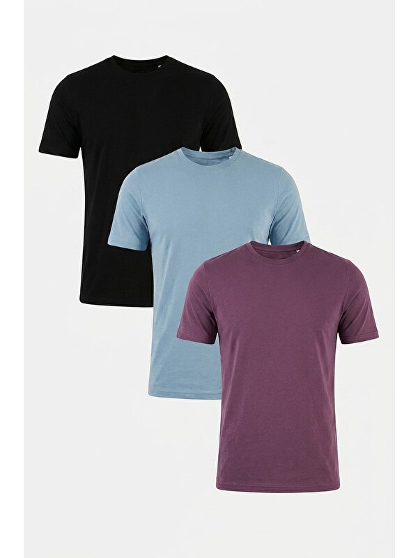 Buratti Pamuklu Regular Fit Bisiklet Yaka 3'lü Paket T Shirt 59020204S3