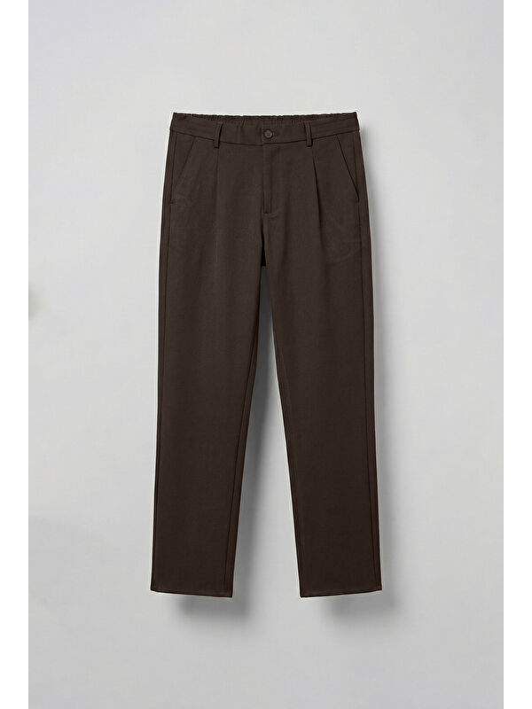 Abluka Online Baggy Fit Beli Lastikli Rahat Erkek Pantolon Kahverengi