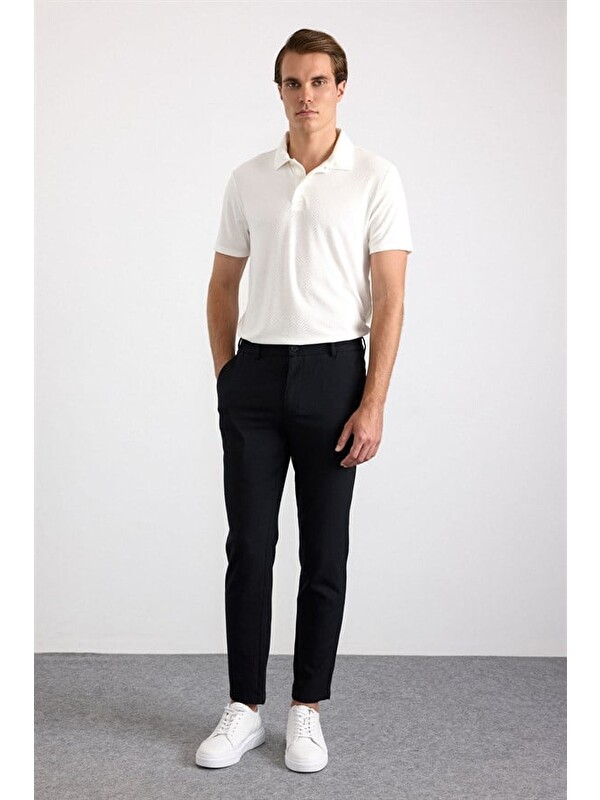 Süvari Siyah Slim Düz Pantolon