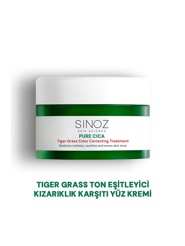 Sinoz Pure Cica Tiger Grass Ton Eşitleyici Yoğun Onarıcı Yatıştırıcı Kızarıklık Karşıtı Yüz Kremi 15 ML
