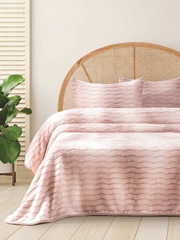 Merinos Dream Home 3 Parça Çift Kişilik Battaniye Seti Kutulu 220x240 Blush