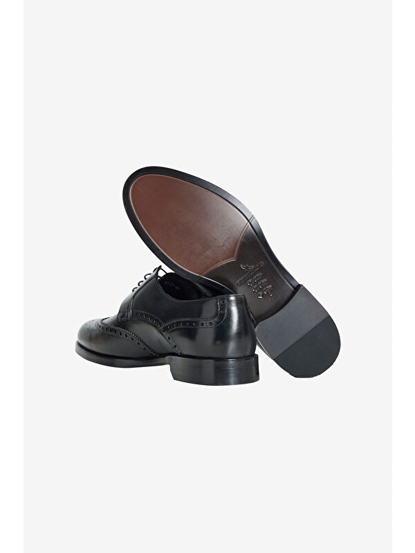 Erkek Siyah %100 Deri Bağcıklı Rahat Klasik Ayakkabı - Görsel 5