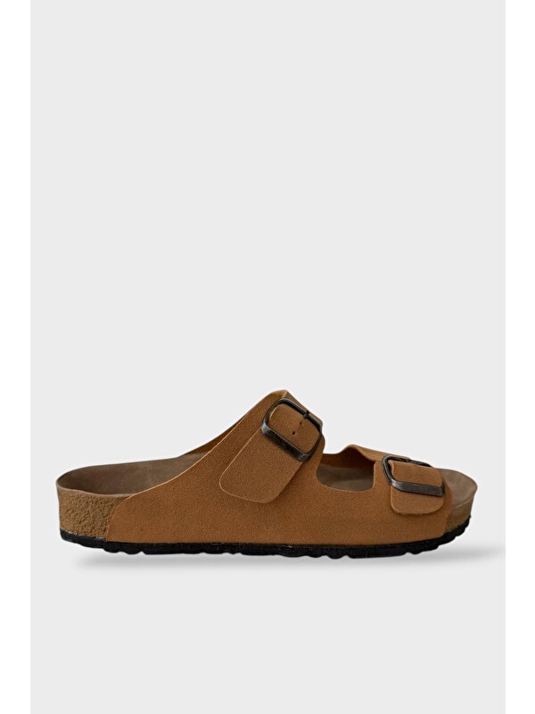 LİGER Unisex Çift Tokalı Ortopedik Terlik Hardal