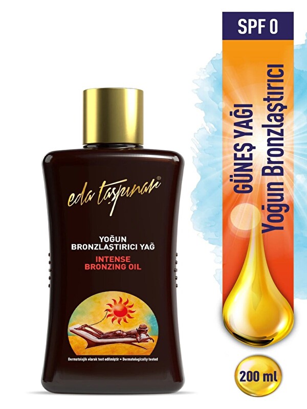 Eda Taşpınar SPF0,Yoğun Bronzlaştırıcı Yağ, Kusursuz Bronzluk, Sen de Güneşi Hapset,Buğday &Koyu Tenliler, 200 ml