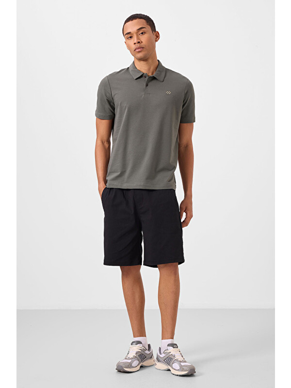 Tommylife Çağla Basic Logolu Standart Kalıp Triko Polo Yaka Erkek Tişört - 87748