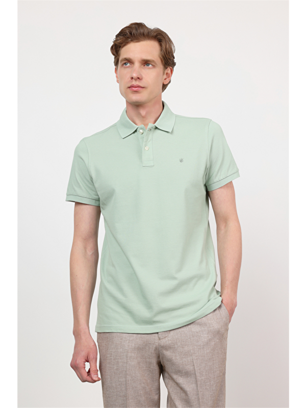 İMZA Polo Yaka Kısa Kol Cepsiz Slim Fit Pamuklu Tişört 1011260154