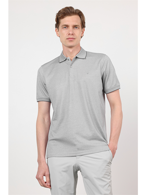 İMZA Mor Polo Yaka Kısa Kol Cepsiz Comfort Fit Pamuklu Tişört 1011260153