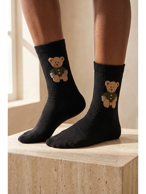 Katia And Bony Unisex Teddy Desenli Soket Çorap Siyah